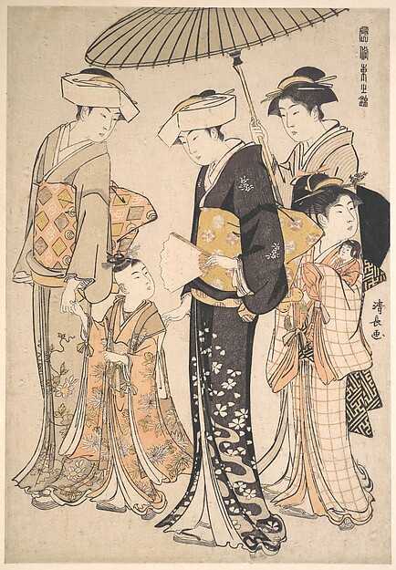 Torii Kiyonaga, High-Ranking Samurai Girl with Four Attendants, from the series A Brocade of Eastern Manners (Fūzoku Azuma no nishiki)