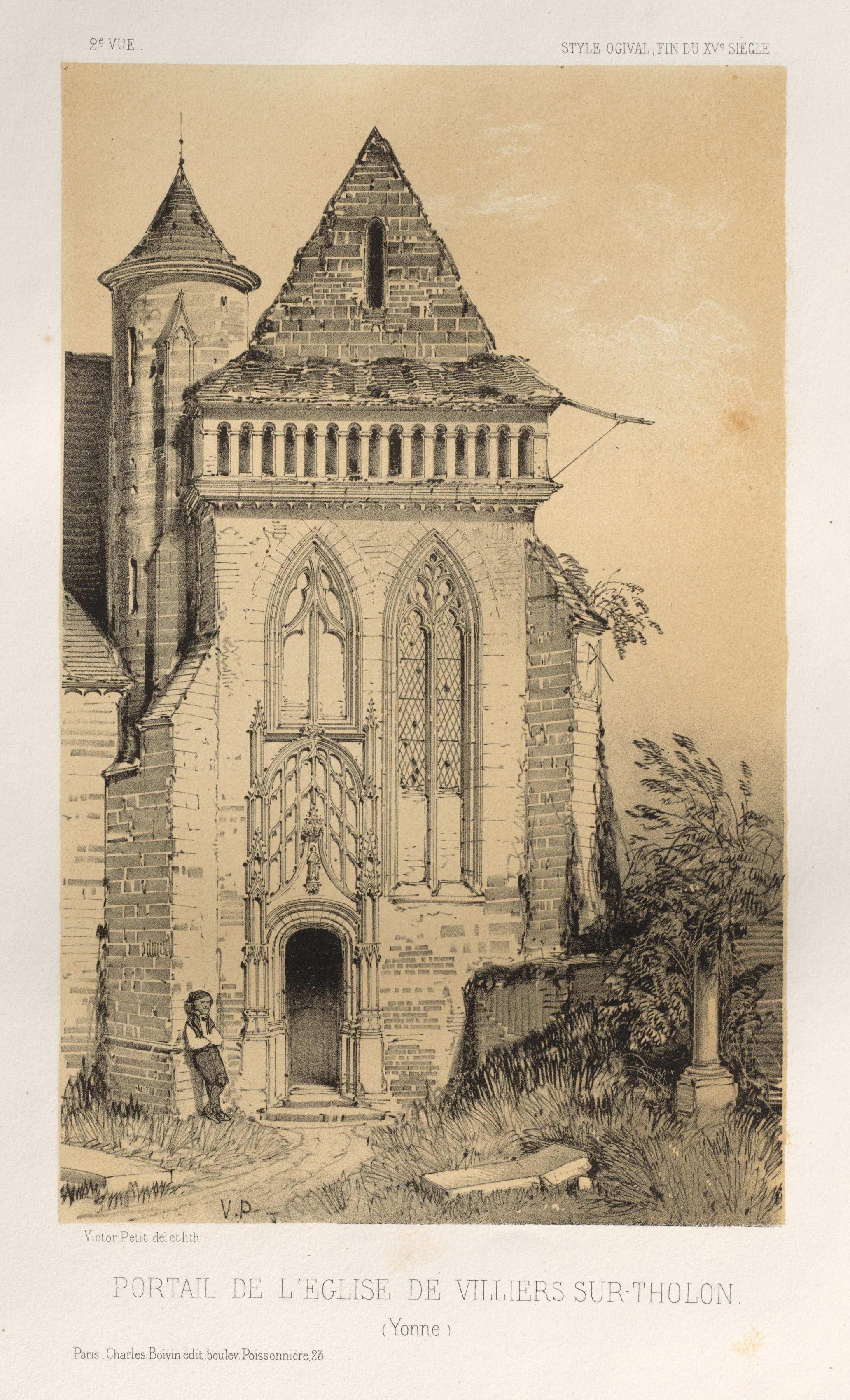 Victor Petit, Architecture Pittoresque ou Monuments des xveme. Et xvieme. Siecles: Chateaux De France des XV et XVI Siecles: Pl.2, Portail de L'Eglise de Villiers Sur-Tholon (Yonne)