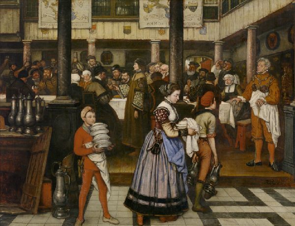 Henri Leys, Frans Floris Attending a Banquet of the Guild of Saint Luke