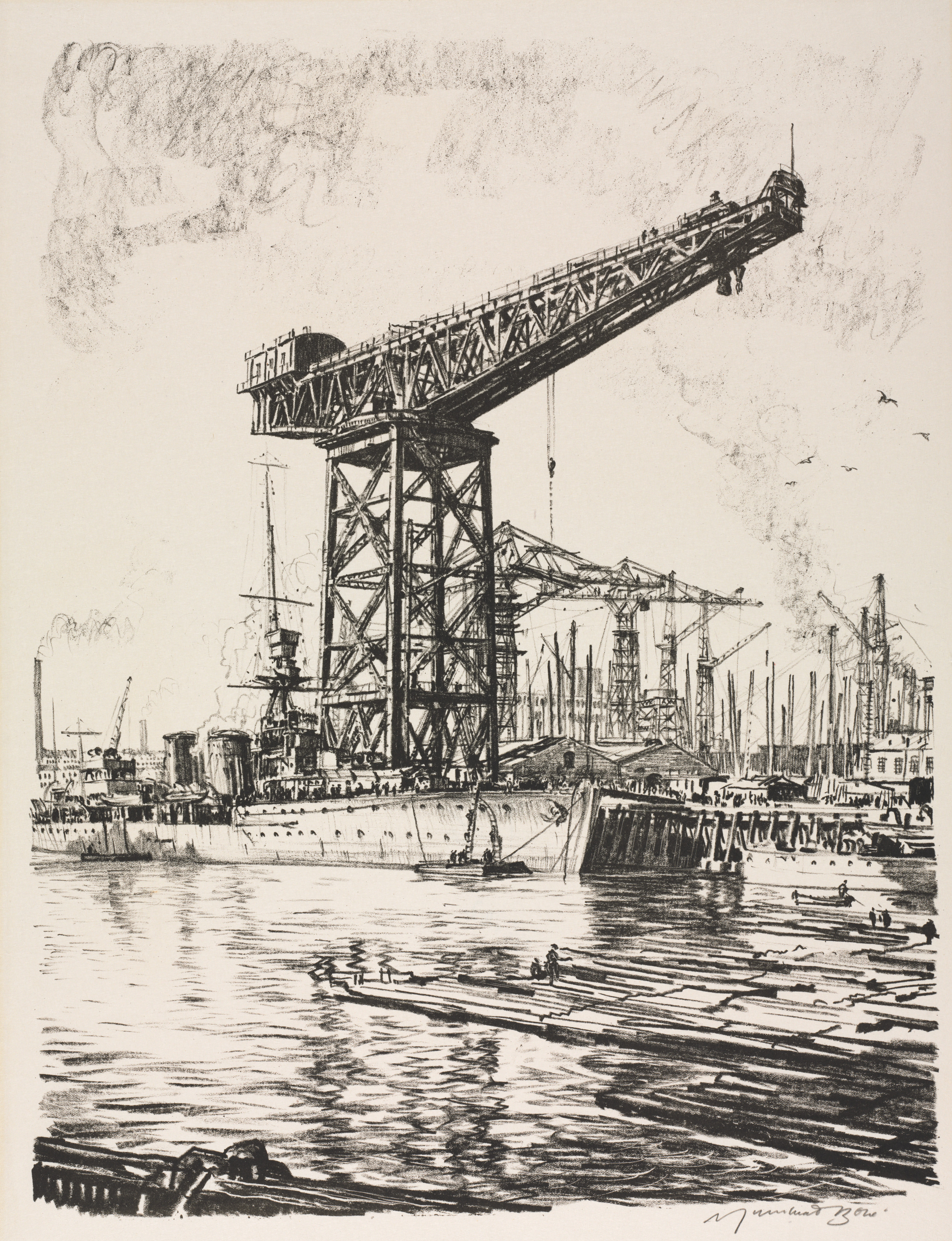 Muirhead Bone, The Great War:  Britain's Efforts and Ideals; Building Ships:  A Fitting Out Basin