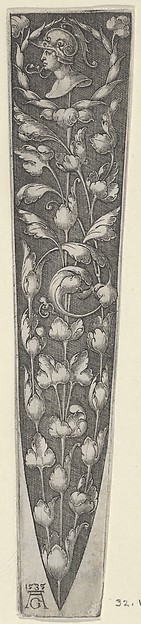 Heinrich Aldegrever, Dagger Sheath with Profile of a Soldier Supported by Tendrils