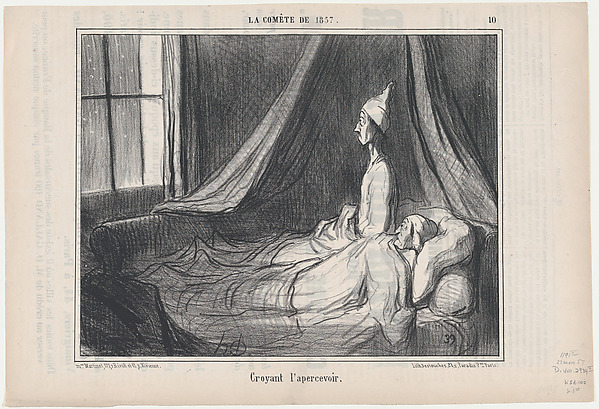 Honoré Daumier, Croyant l'apercevoir, from 'Croquis Parisiens', published in "Le Charivari"