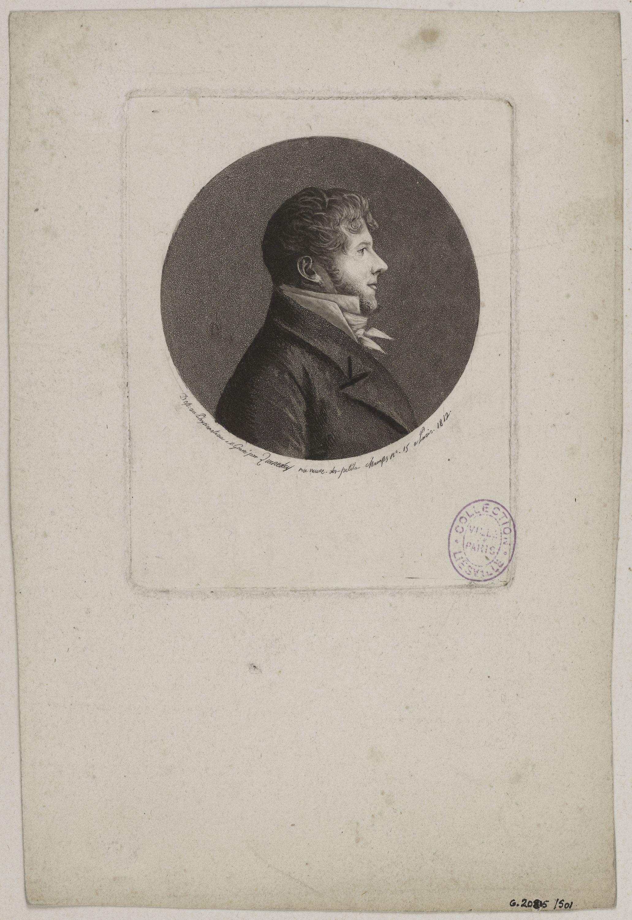 Edmé Quenedey, Portrait d'un homme, fin XVIIIème siècle/début XIXème siècle