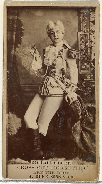 W. Duke, Sons & Co., Card Number 624, Laura Burt, from the Actors and Actresses series (N145-3) issued by Duke Sons & Co. to promote Cross Cut Cigarettes