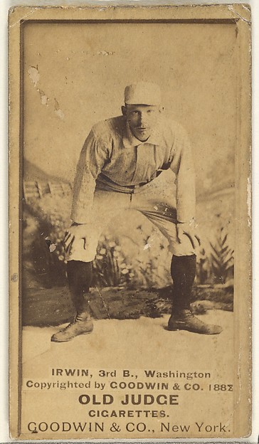 Goodwin & Company, John Irwin, 3rd Base, Washington Nationals, from the Old Judge series (N172) for Old Judge Cigarettes
