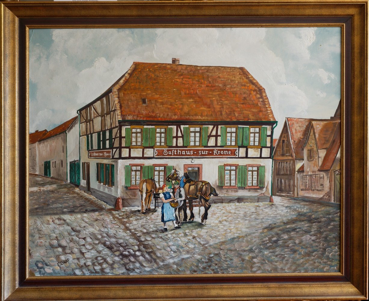 Unknown artist, Ölgemälde Gasthaus zur Krone Guntersblum