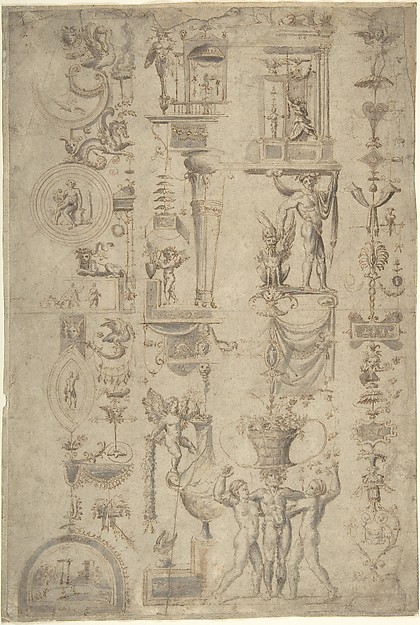 Anonymous, Italian, 16th century, Design of Antique-Style Ornament ("Grotteschi")