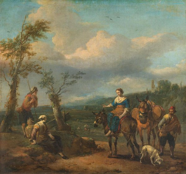 Johannes Lingelbach, Italian Landscape with Figures