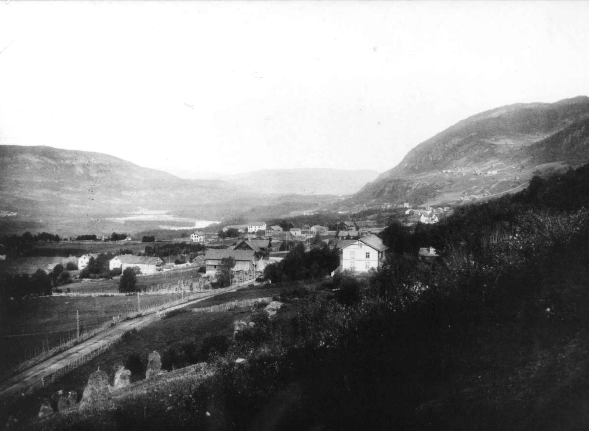 Marthinius Skøien, Nordre Aurdal, Valdres, Oppland. Utsyn over bebyggelse.