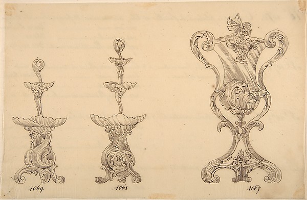 Anonymous, French, 19th century, Designs for Two Servers and an Urn