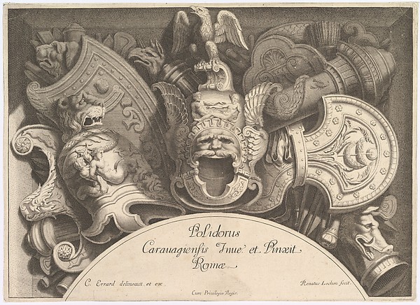 Polidoro da Caravaggio, Plate from "Divers Trophées" (Weapon Trophies after the Façade of Palazzo Milesi in Rome)