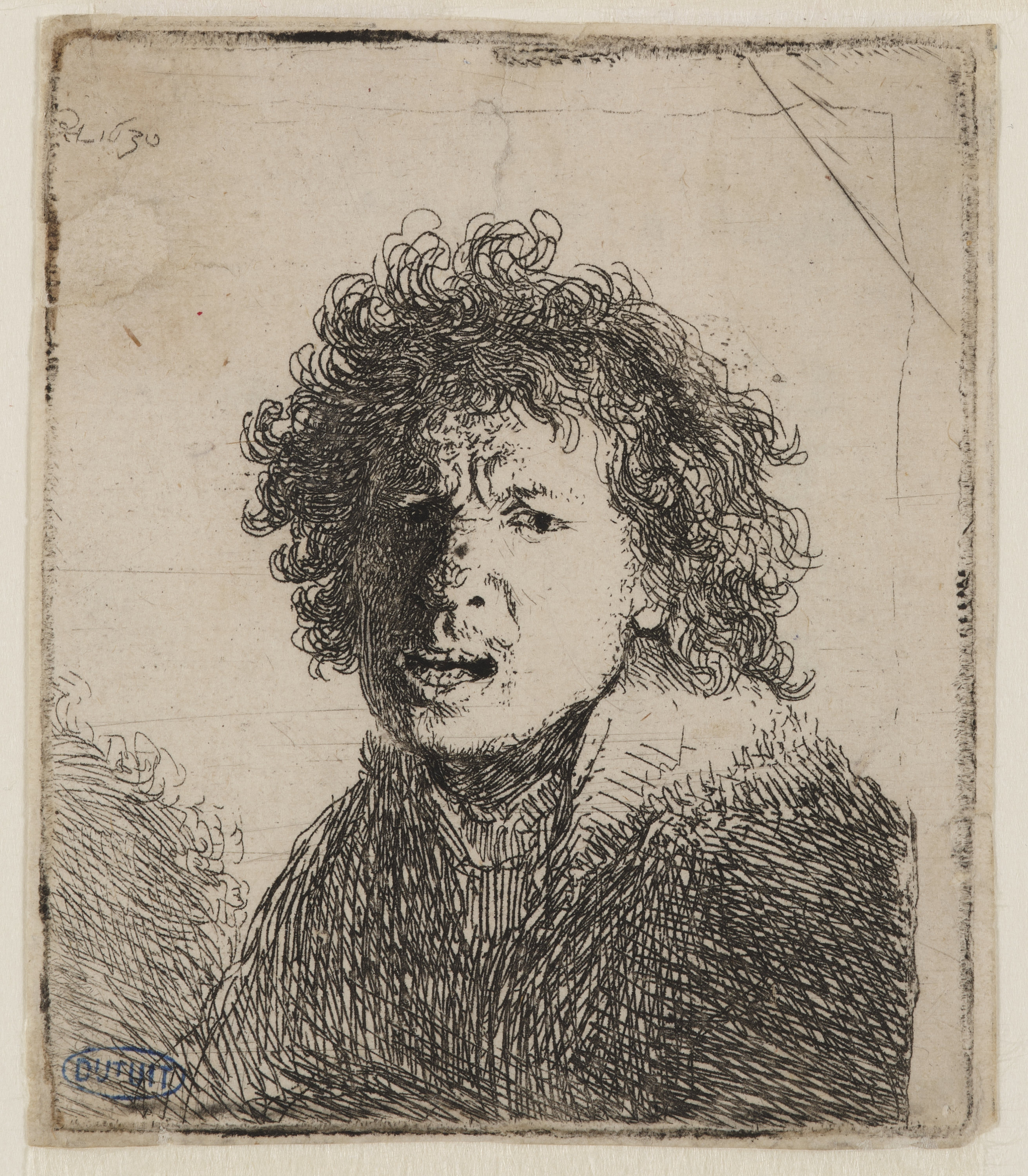 Rembrandt, Rembrandt à la bouche ouverte (Bartsch 13)