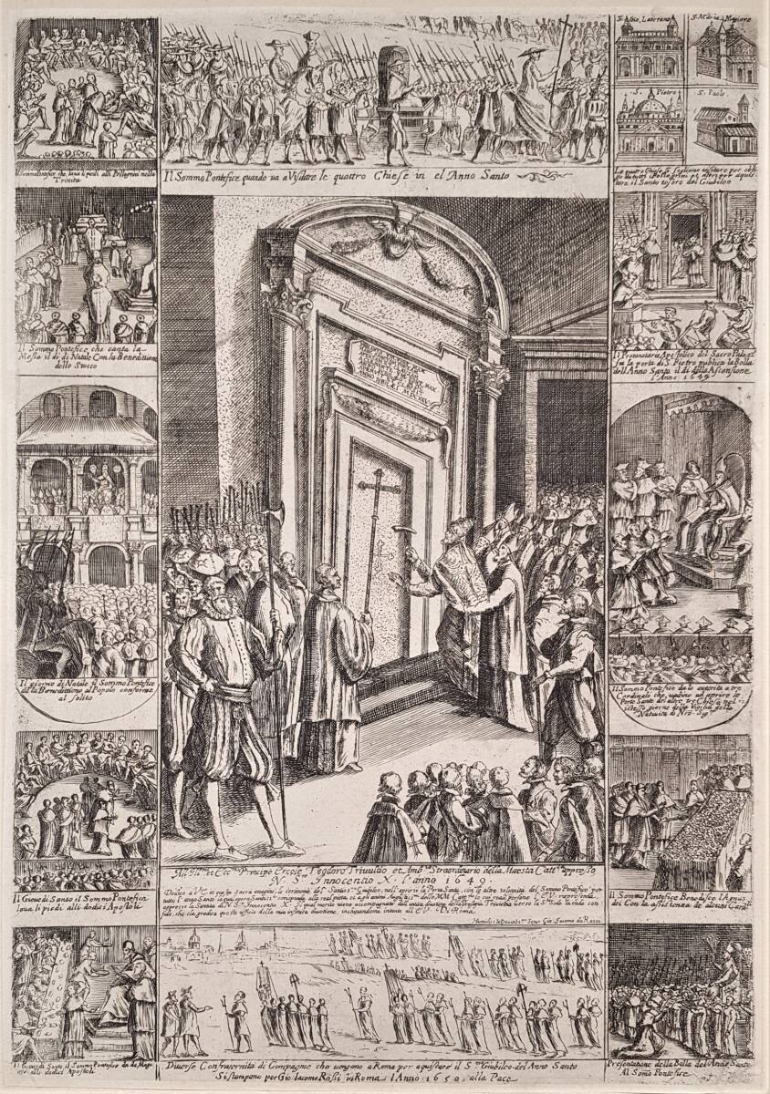 Anonym, Öffnung der Porta Sancta im Petersdom in Rom am 24. Dezember 1649 durch Papst Innozenz X. zum Heiligen Jahr (Annus Iubilaeus) 1650