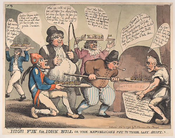 Thomas Rowlandson, High Fun for John Bull, or the Republicans Put to their Last Shift