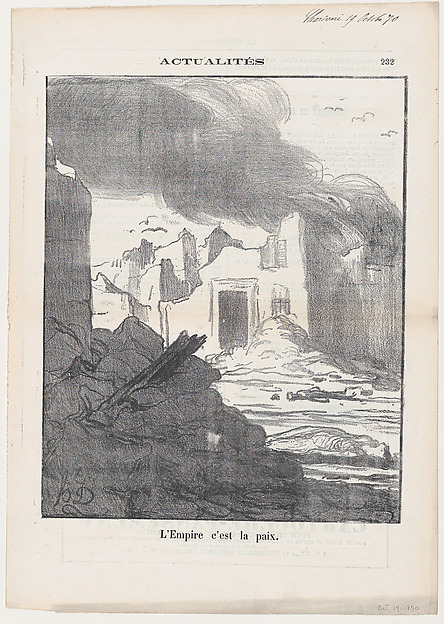 Honoré Daumier, The Empire means Peace, from 'News of the day,' published in Le Charivari, October 19, 1870