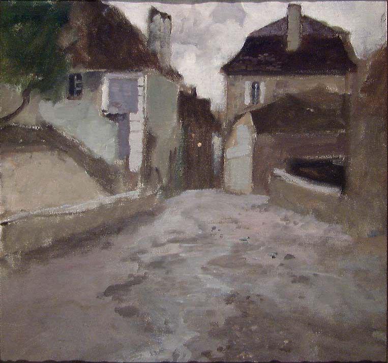 Frits Thaulow, Village Street in overcast Weather