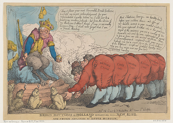 Thomas Rowlandson, Broad Bottoms in Holland Worshiping Their New King