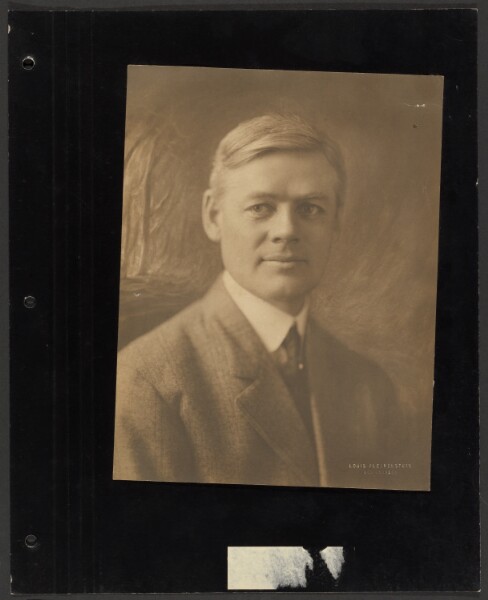 Louis Fleckenstein, [Portrait of a Man Seated Before Painted Backdrop]