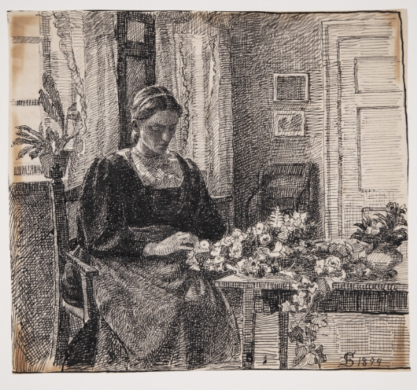 Fritz Syberg, Min hustru (fru Anna Syberg) binder krans