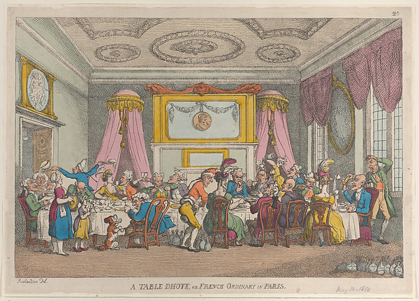 Thomas Rowlandson, A Table D'Hote or French Ordinary in Paris