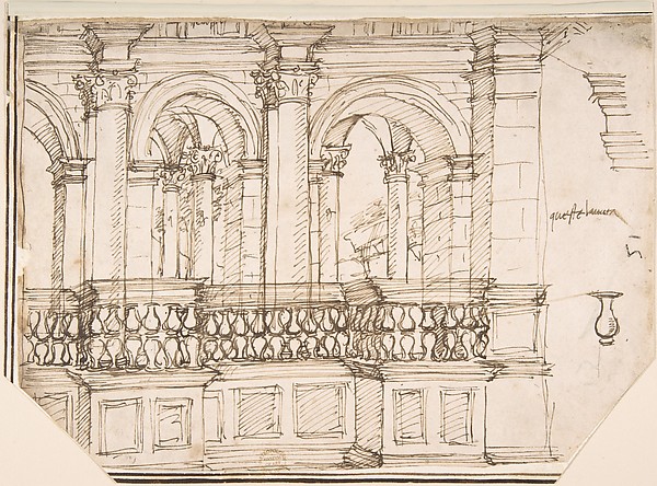 Anonymous, Italian, 16th century, Arcade in the Balustrade (Stage Setting?)