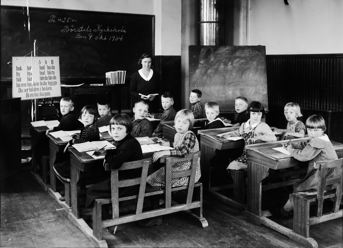 Skötsner-Edhlund, Skolklass i Börstils kyrkskola, Börstil, Uppland 1934