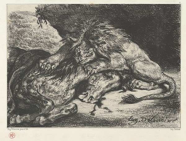 Eugène Delacroix, Lion Devouring a Horse