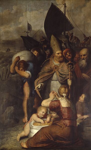 Otto van Veen, During a Famine in Myra Saint Nicholas Saves the People