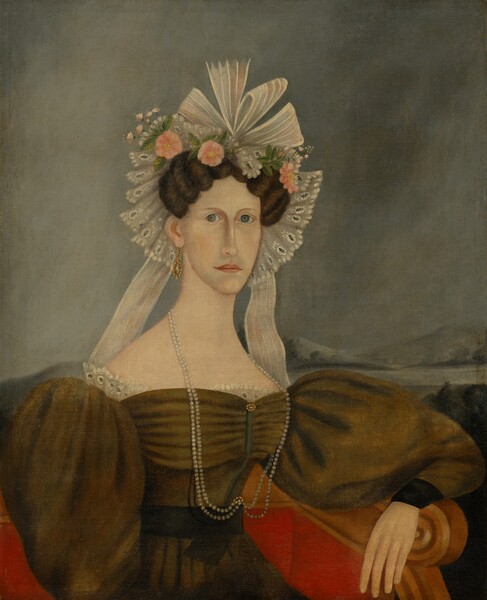 American 19th Century, Lady Wearing Pearls