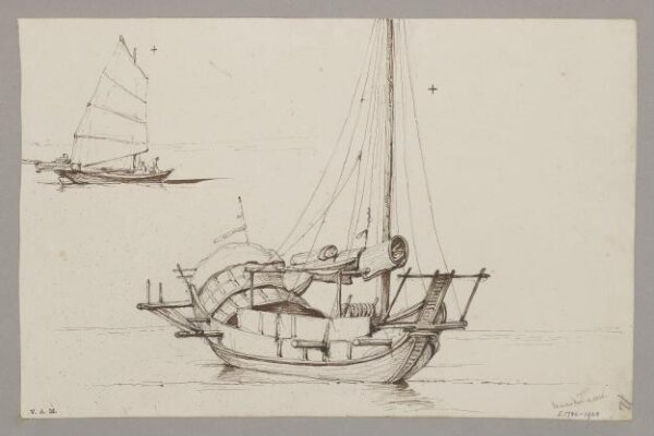 George Chinnery, Two drawings of Chinese boats