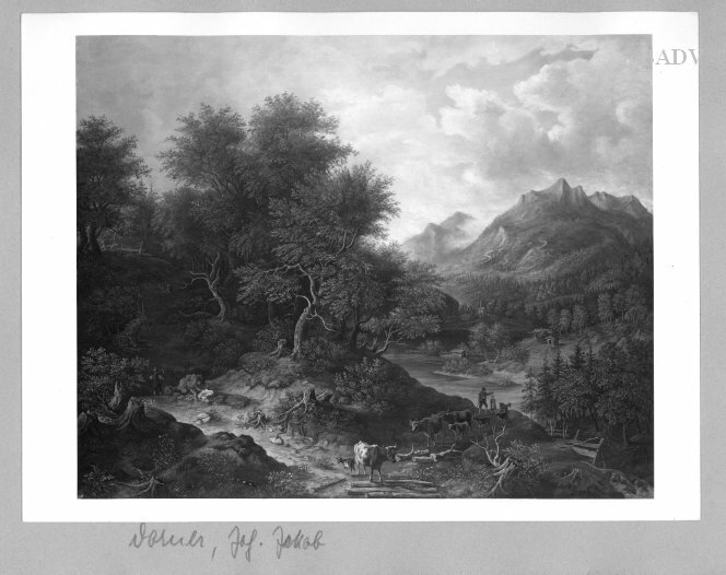 Friedrich von Amerling, Mountane landscape with ....... and cattle