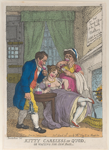 Thomas Rowlandson, Kitty Careless in Quod or Waiting for Jew Bail