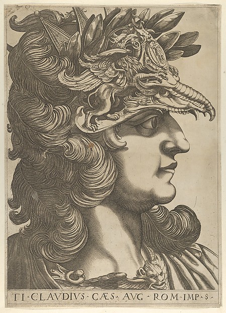 Anonymous, Plate 5: Tiberius Claudius in profile to the right, from "The Twelve Caesars"