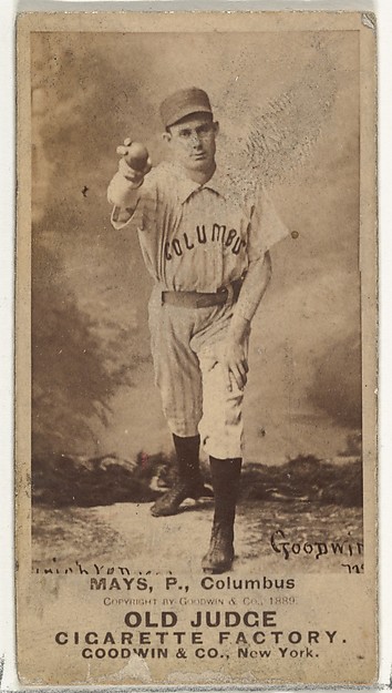 Goodwin & Company, Albert C. "Al" Mays, Pitcher, Cleveland, from the Old Judge series (N172) for Old Judge Cigarettes