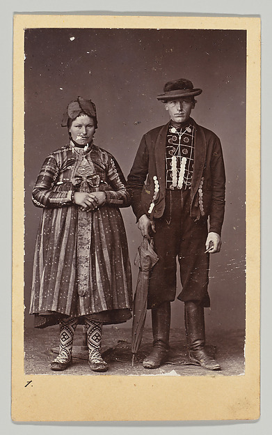 Unknown, [Woman and Man in Regional Dress, Seen From Front and Back]