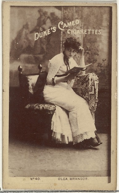 W. Duke, Sons & Co., Card Number 40, Olga Brandon, from the Actors and Actresses series (N145-4) issued by Duke Sons & Co. to promote Cameo Cigarettes