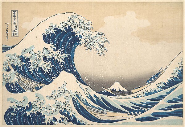Katsushika Hokusai, Under the Wave off Kanagawa (Kanagawa oki nami ura), or The Great Wave, from the series Thirty-six Views of Mount Fuji (Fugaku sanjūrokkei)