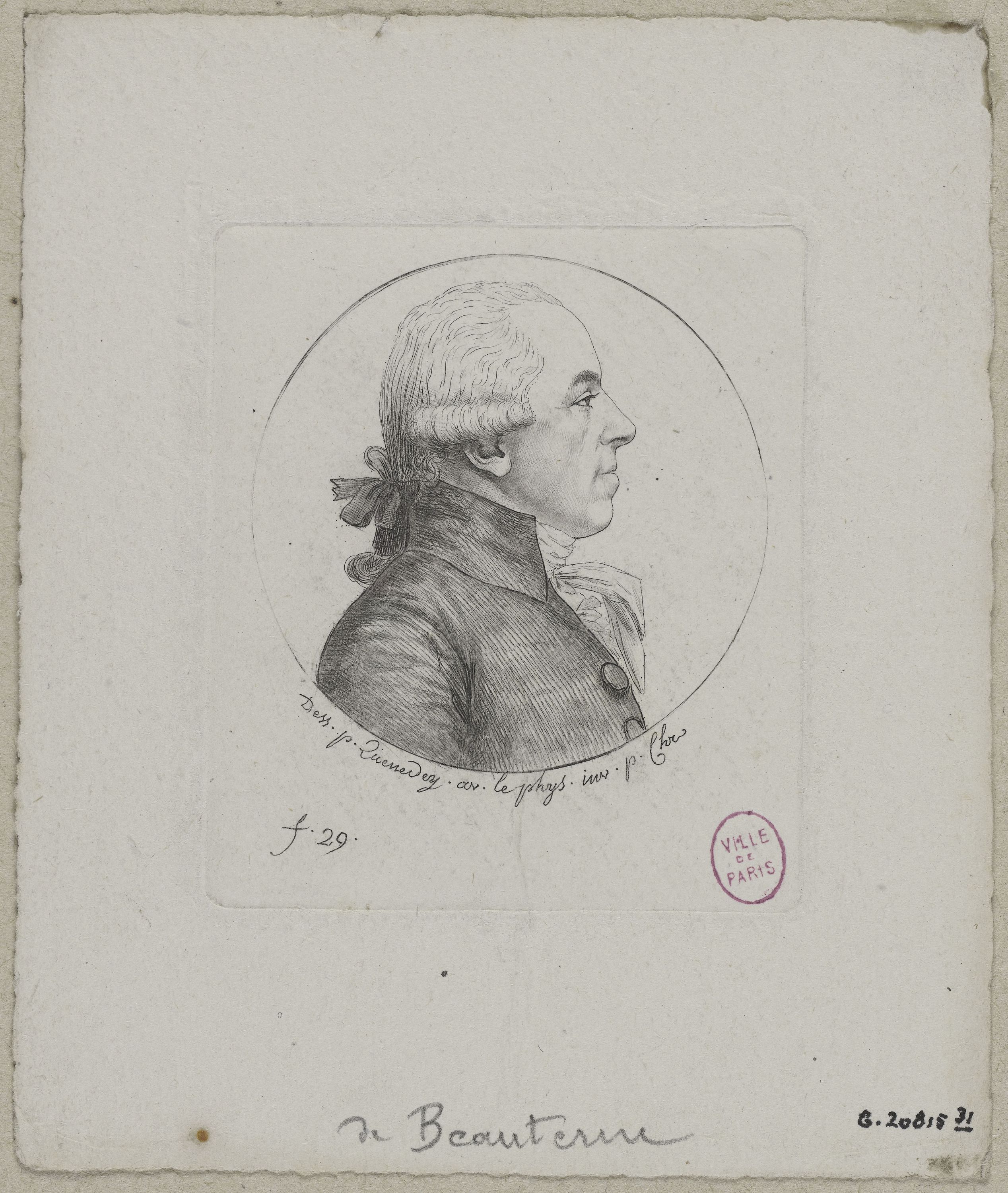 Edmé Quenedey, Portrait de Monsieur de Beauterne