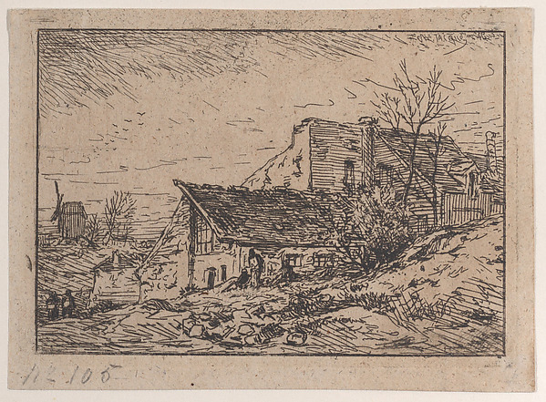 Charles Jacque, Landscape with Hovels