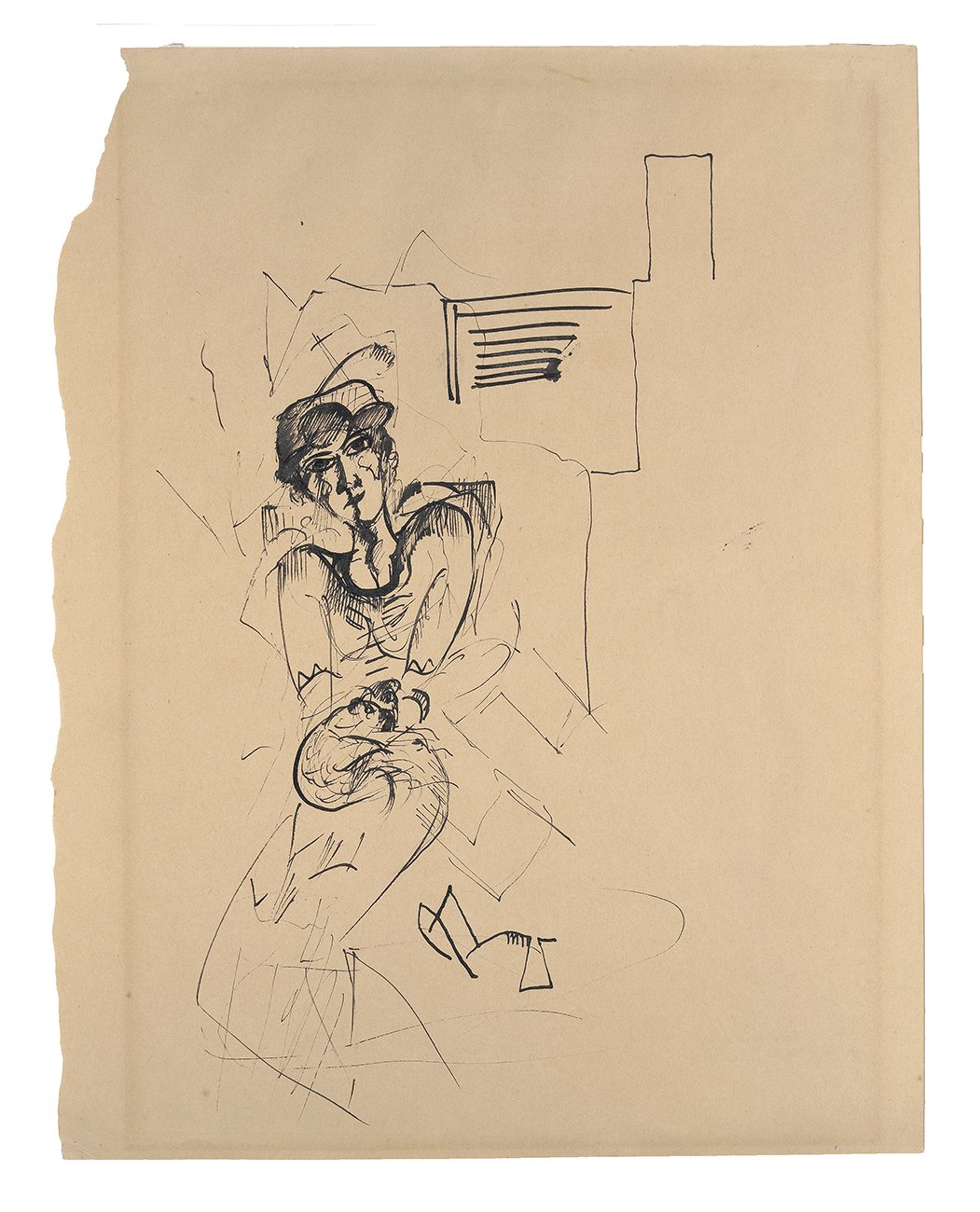 Unknown artist, Dame mit Schoßhund