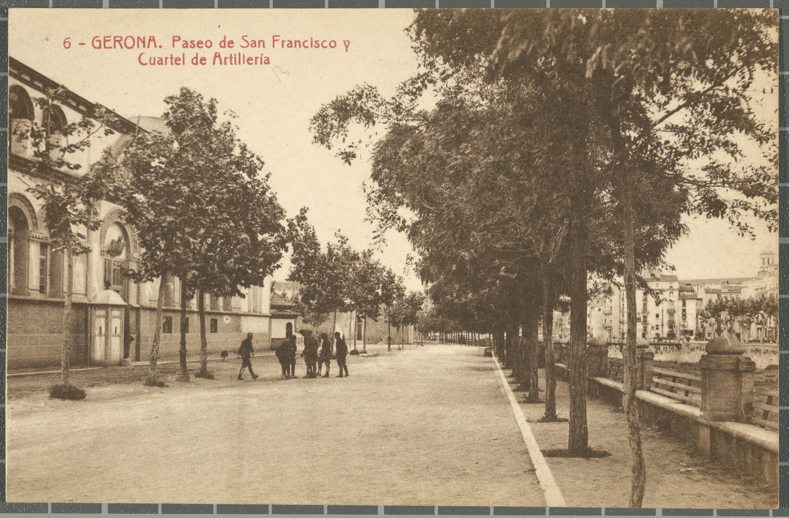 Desconegut, 6 -Gerona. Paseo de San Francisco y Cuartel de Artilleria