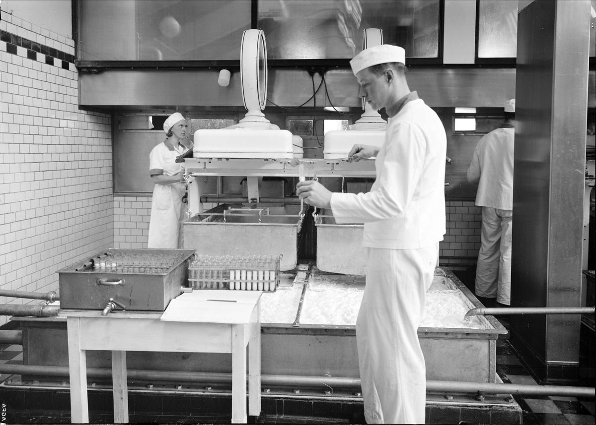 Paul Sandberg, Provtagning på Mjölkcentralen, Storgatan, Uppsala 1937