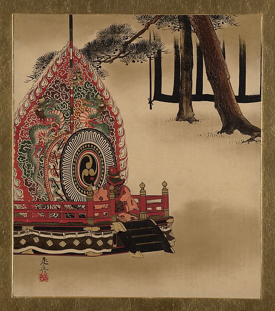 Shibata Zeshin, Lacquer Paintings of Various Subjects: Drum for Gagaku Dance