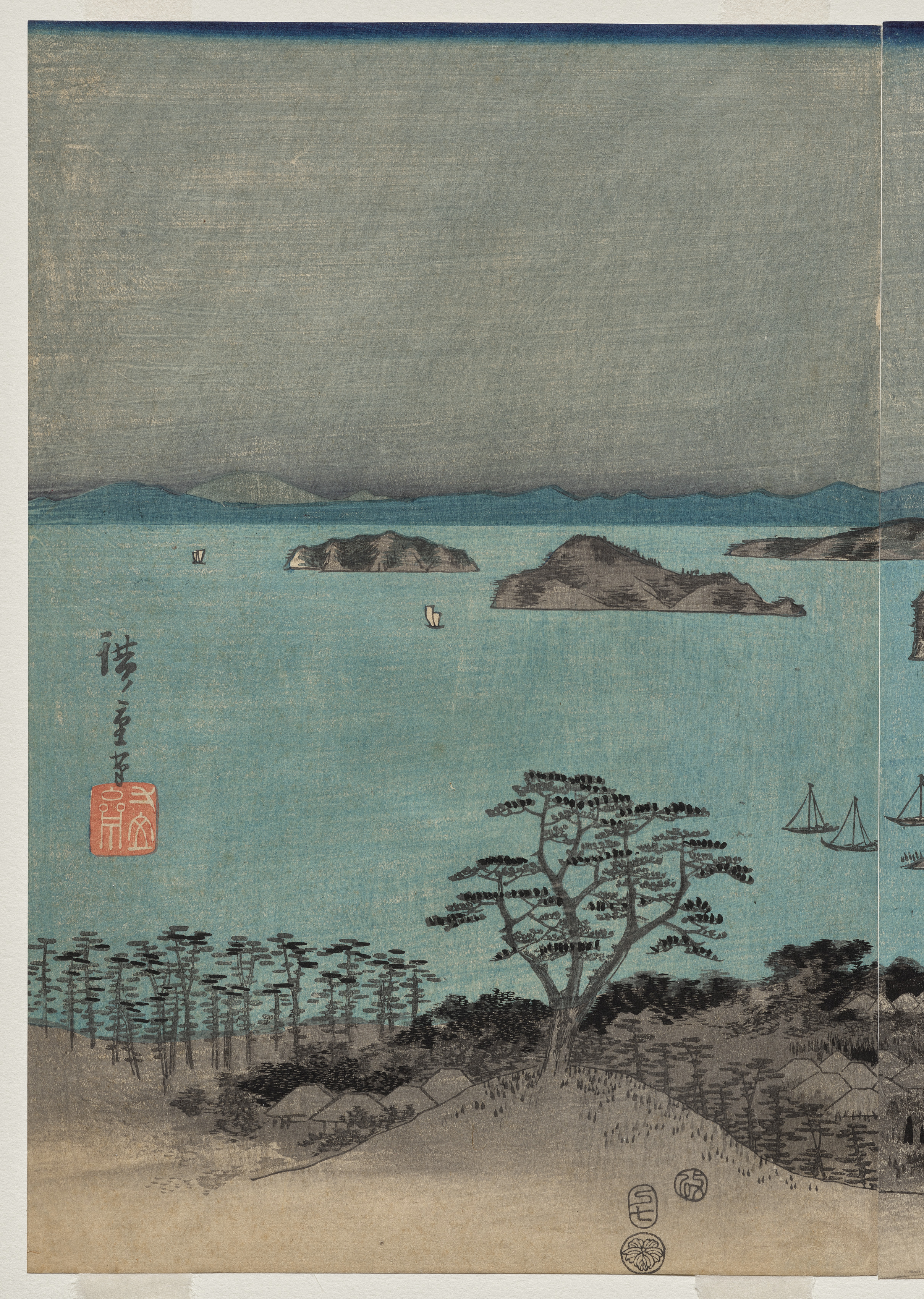 Utagawa Hiroshige, Evening View of the Eight Famous Places near Kanazawa Under Full Moon in Musashi Province