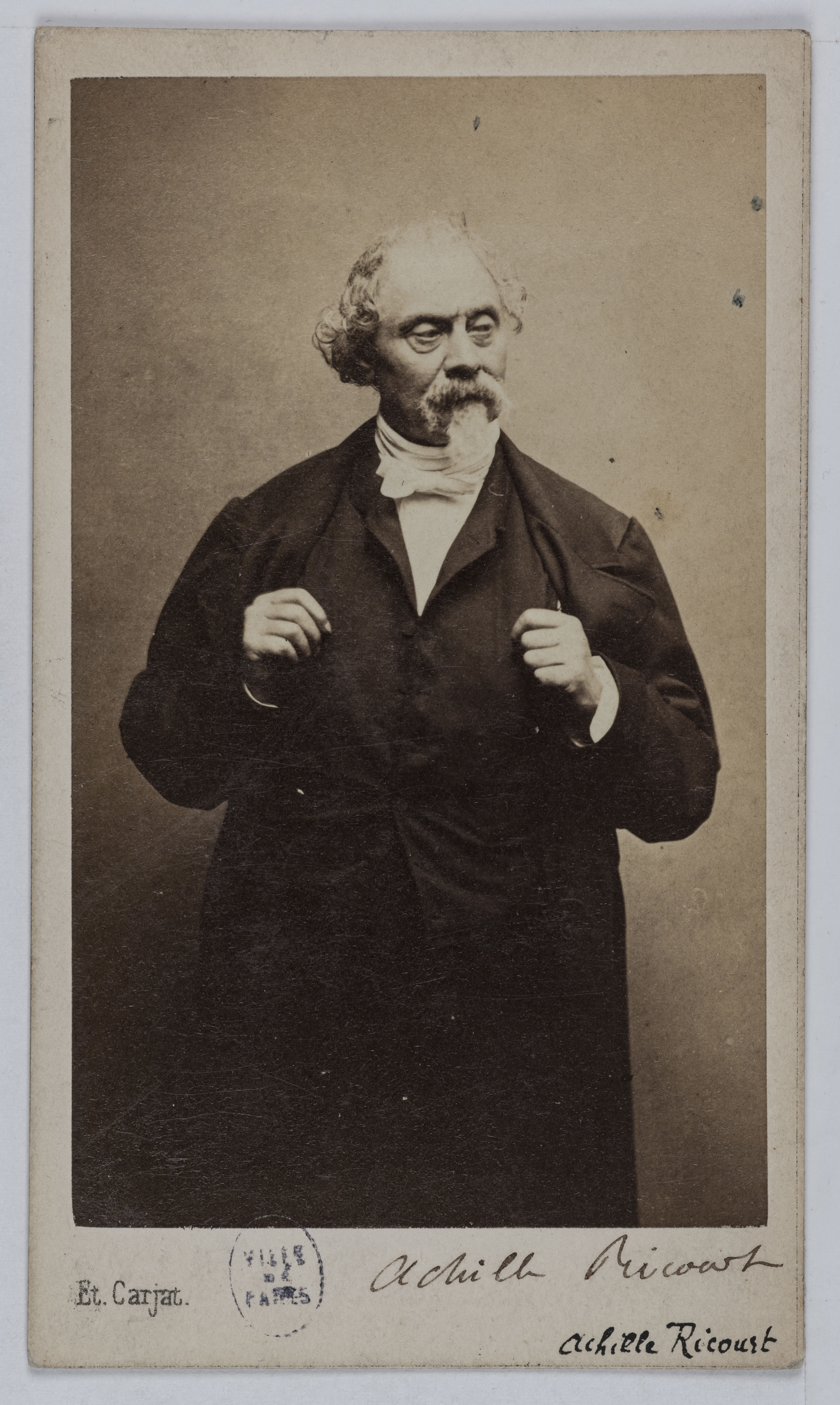 Carjat & Cie, Portrait d'Achille Ricourt, artiste dramatique, directeur du Théâtre de la Tour d'Auvergne en 1867 et professeur de déclamation.