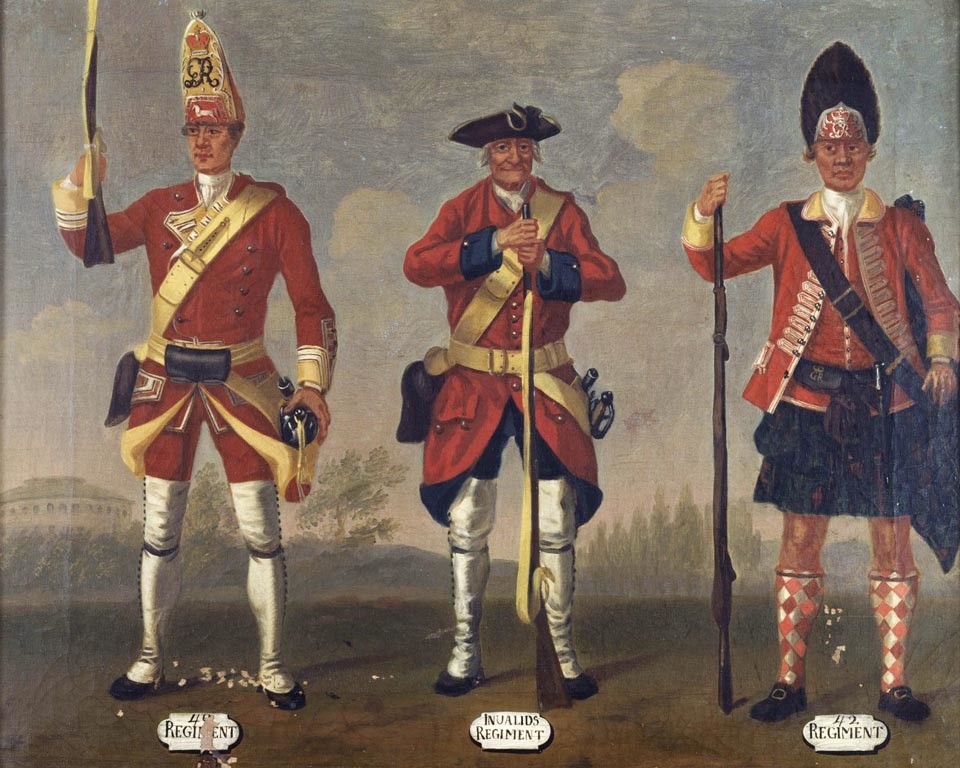 David Morier, Grenadiers, 40th Regiment of Foot, and Privates, 41st Invalids Regiment and 42nd Highland Regiment, 1751