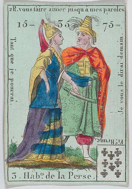 Anonymous, French, 18th century, Hab.ts de la Perse from Playing cards "Jeu d'Or"