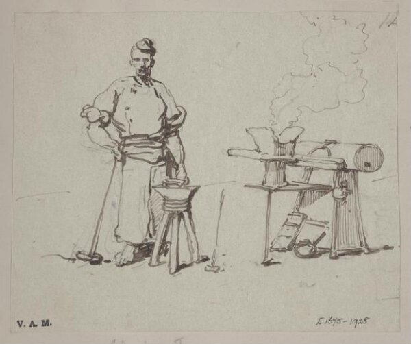 George Chinnery, A Chinese blacksmith by his anvil