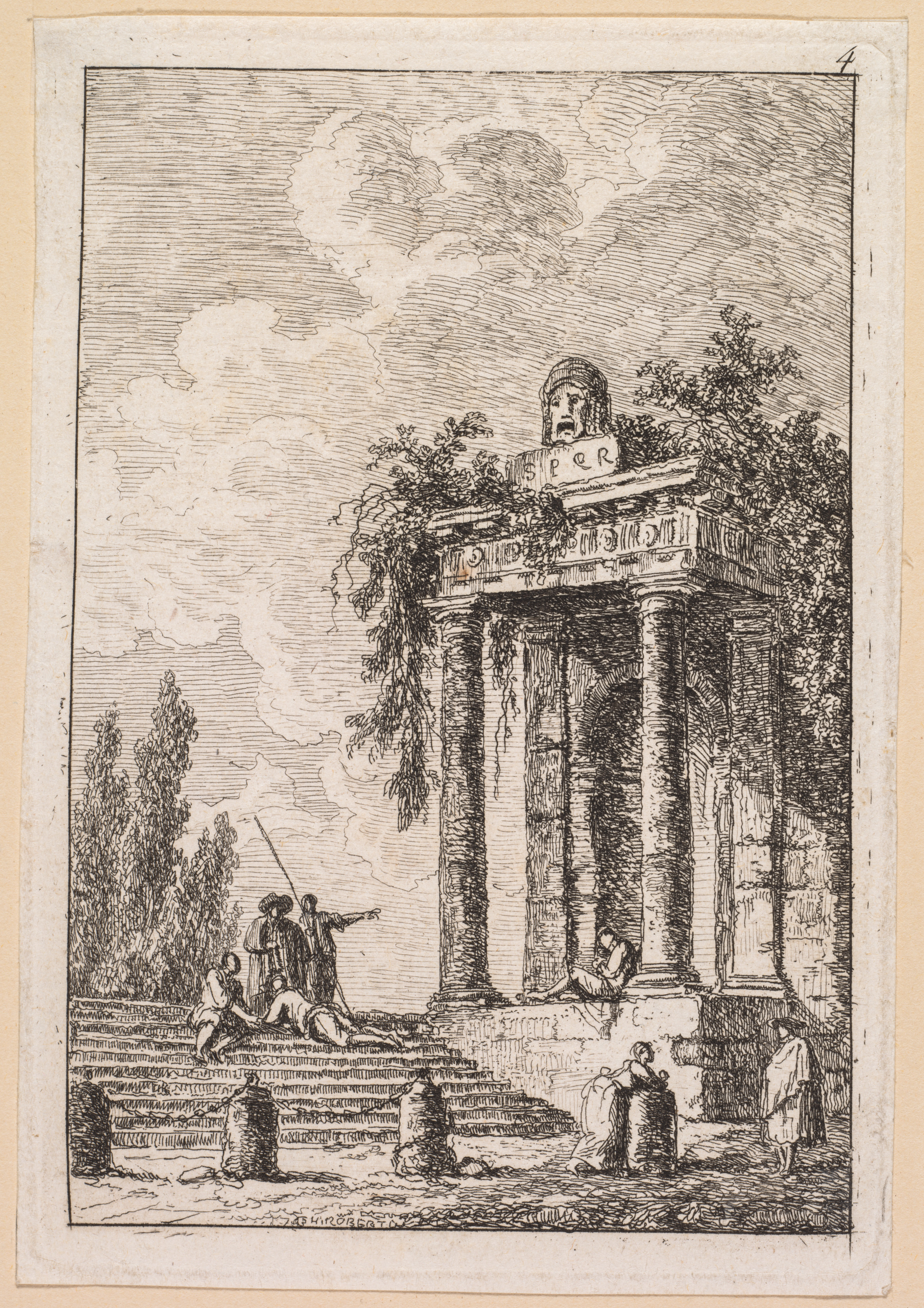 Hubert Robert, Les Soirées de Rome:  L'Escalier aux quatre bornes