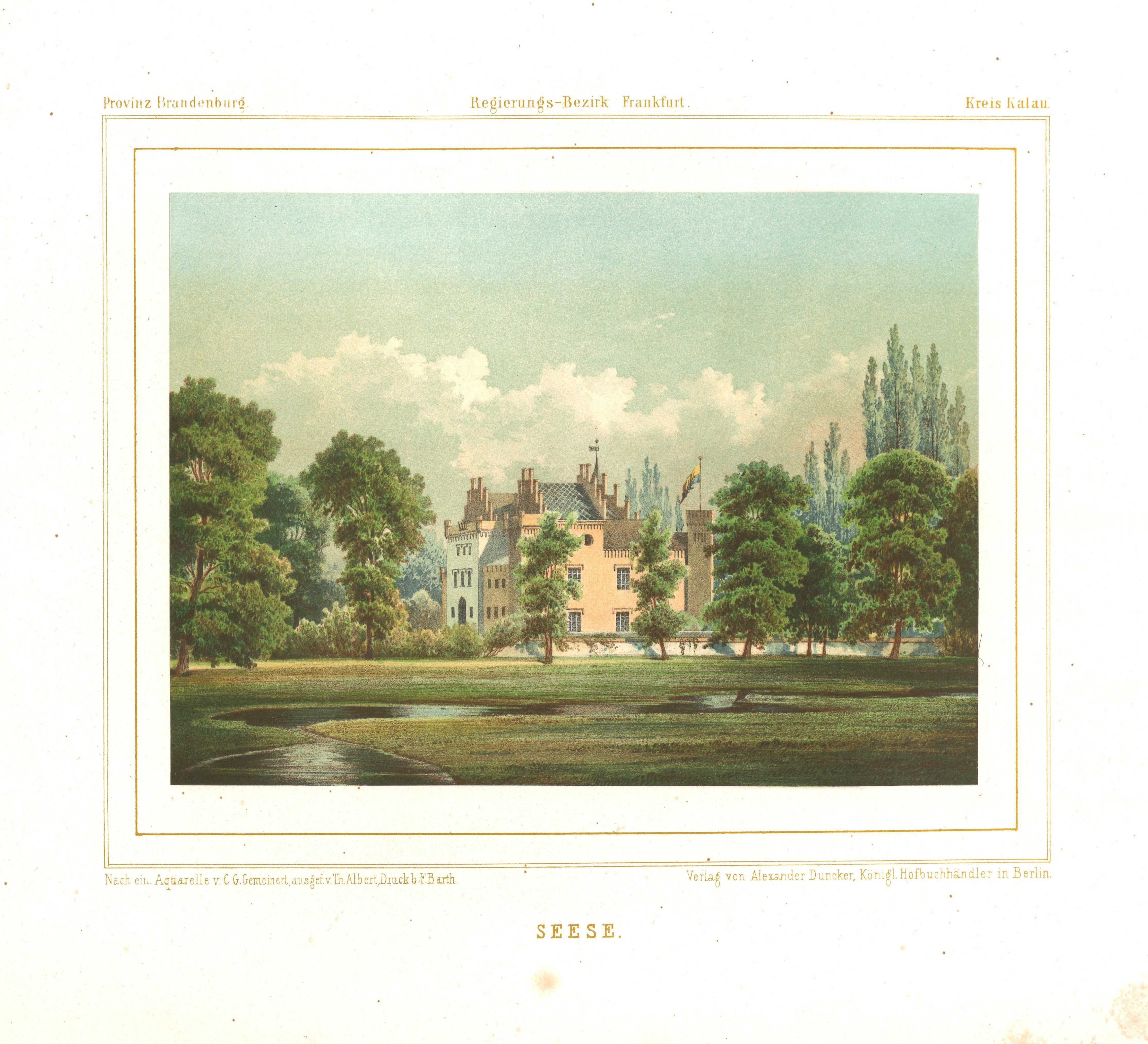 Theodor Albert, Seese bei Calau: Schloss von Nordwesten